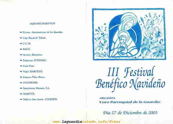 Festival Benéfico Navideño en favor de Manos Unidas 2003