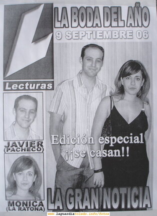 Típico cartel anunciador de las bodas en nuestro pueblo, que se difunde por todo el vecindario. 9 de Septiembre de 2006