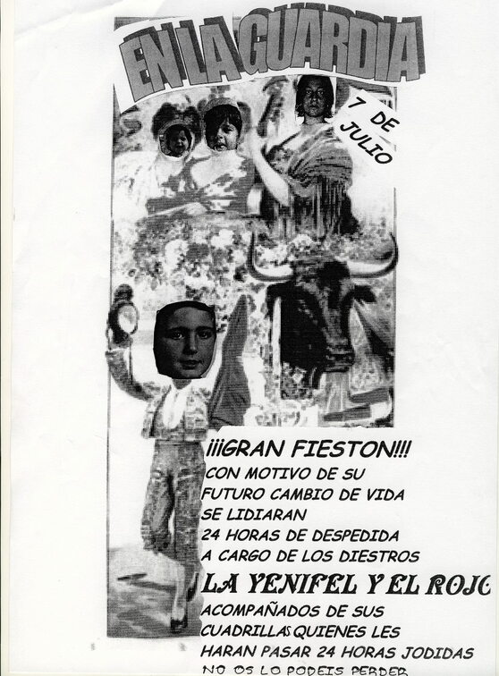 Tradicional cartel anunciador de boda en nuestro pueblo. 7 de Julio de 2007, San Fermín, de ahí lo alusivo del cartel