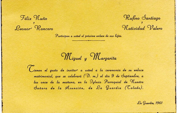 Invitación de boda de hace 50 años