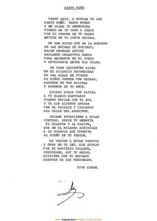 Poesía al Santo Niño por Tito Simón.