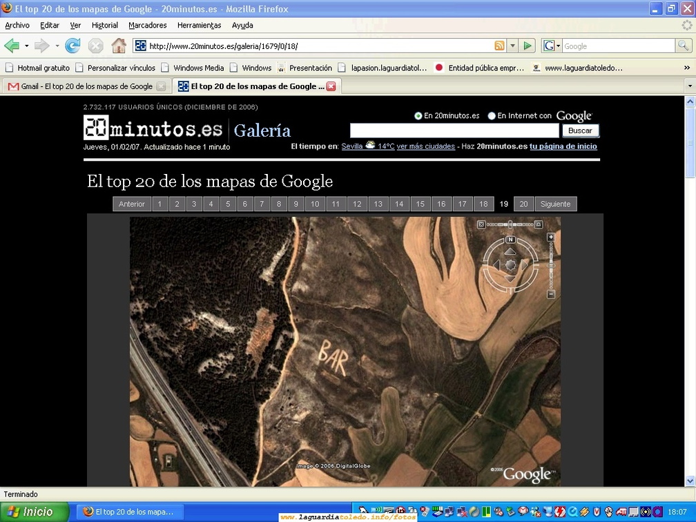 Un paraje en nuestro pueblo está entre los top 20 del Google Earth (El famoso BAR)