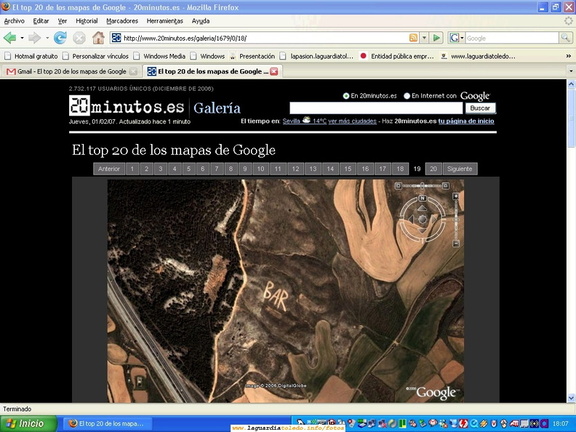 Un paraje en nuestro pueblo está entre los top 20 del Google Earth (El famoso BAR)