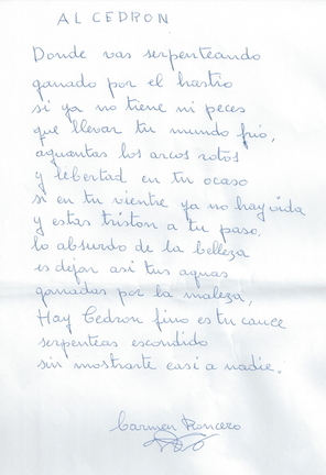 Poesía al río Cedrón de Carmen Roncero