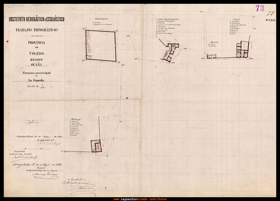 Plano de 1880 del Ayuntamiento, la carcel y el portazgo.