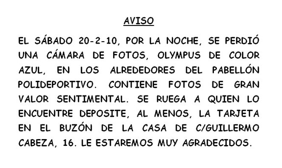 Se ha perdido una cámara de fotos...