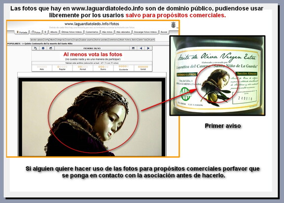 Recordatorio de los usos que se pueden hacer de las fotos expuestas en esta web.