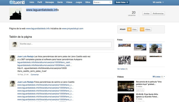 La página de www.laguardiatoledo.info en www.tuenti.com