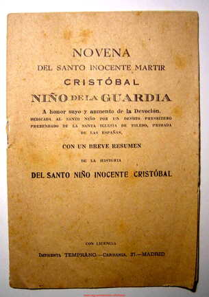 Portada de la Novena del Santo Niño de La Guardia 1961
