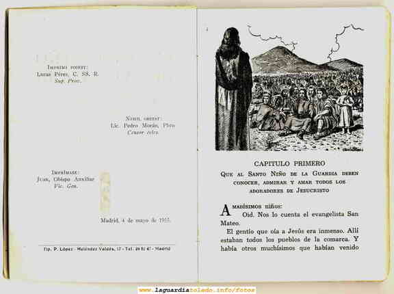 Historia del Santo Niño de La Guardia del Padre Ramón Sarabia, 1955 Editorial Perpetuo Socorro Página Inicial