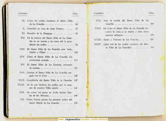 Historia del Santo Niño de La Guardia del Padre Ramón Sarabia, 1955 Editorial Perpetuo Socorro Indice