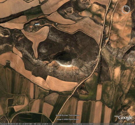 Cerro de las Maricas visto desde satélite a través del programa Google Earth