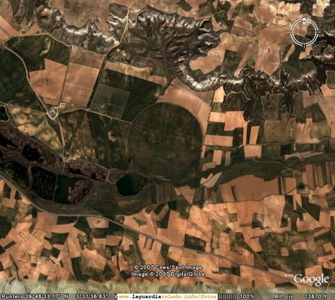 Parcela circular perfecta en el término de La Guardia (Fuente Google Earth)