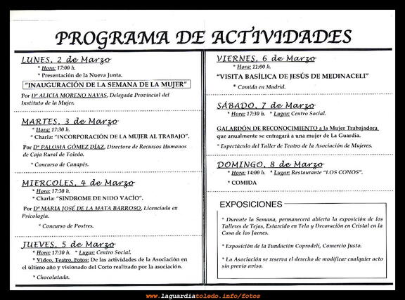 21 Semana de la Mujer 2009 - La Guardia - programa de actividades