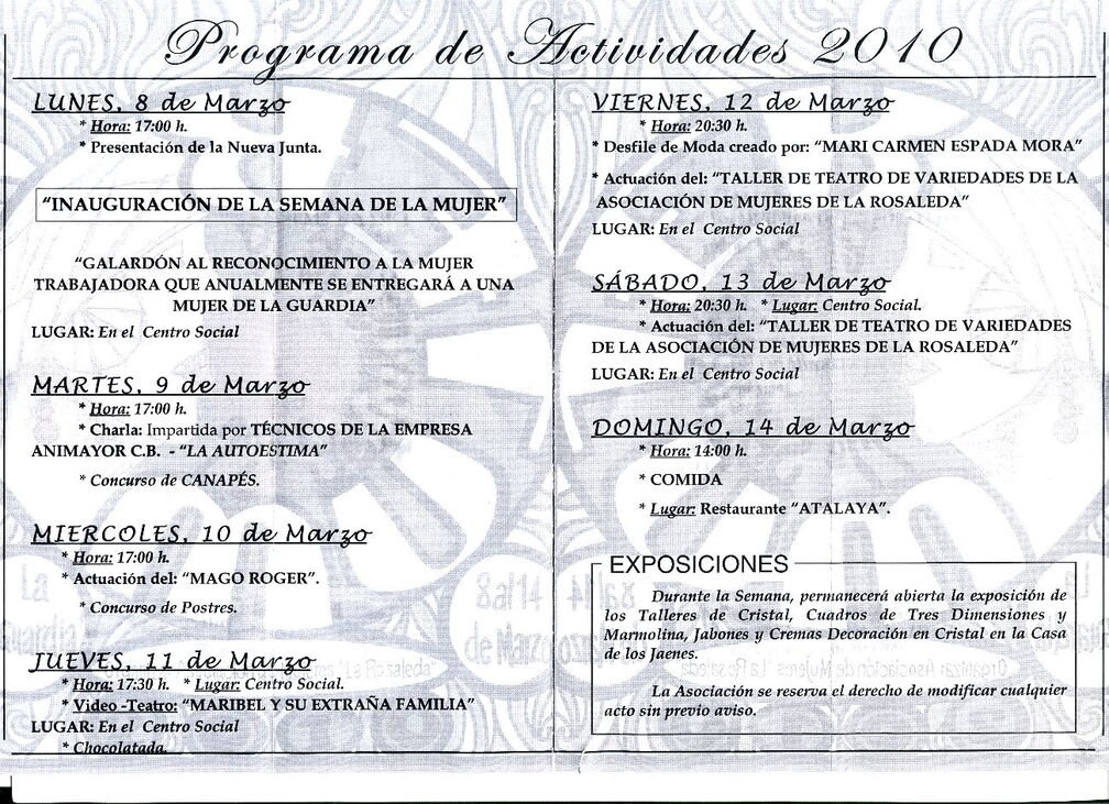 Cartel anunciador de la Semana de la 22ª Semana de la Mujer 2010 (2/2)