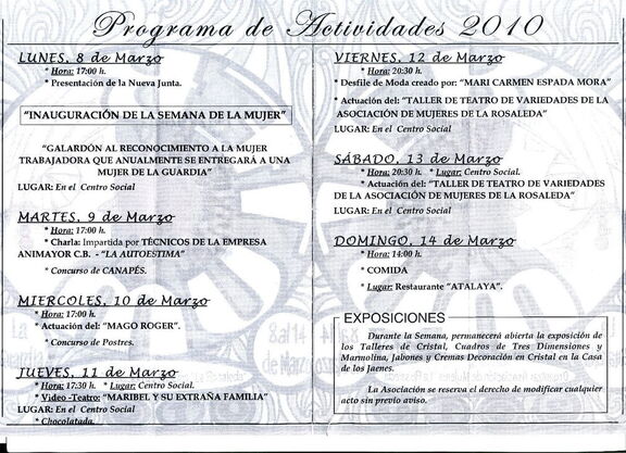 Cartel anunciador de la Semana de la 22ª Semana de la Mujer 2010 (2/2)