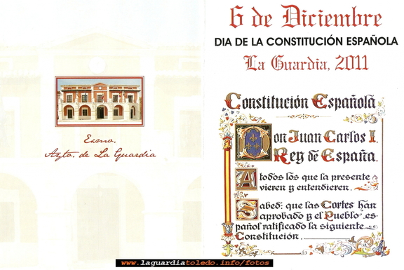 Programa de actos que se celebra con motivo de la Constitución Española.
