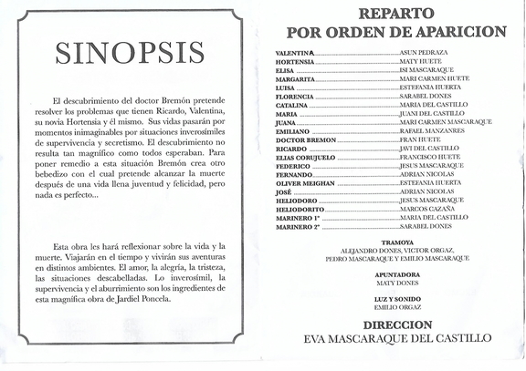 Programa de mano del teatro de la Rosaleda "Cuatro corazones con freno... y marcha atrás" (2/2)