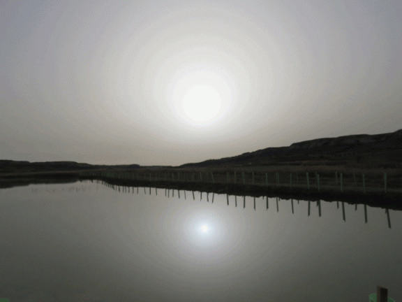 Simetrías en las lagunas un día de calima por polvo sahariano