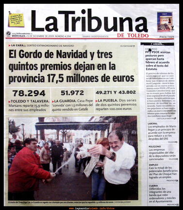 Quinto premio de la lotería llega a La Guardia 22-12-2009