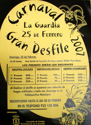 Cartel del desfile de Carnaval que se celebra en La Guardia el 25 de Febrero de 2007 (Domingo de Piñata)