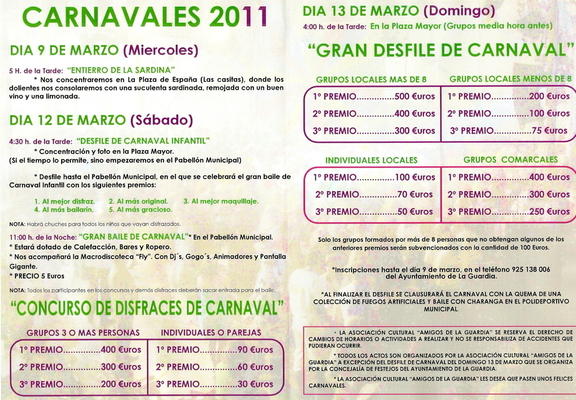Programación del carnaval 2011