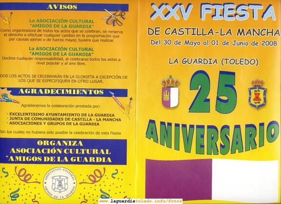 Programa de festejos de las Fiestas de Castilla la Mancha 2008 (1/2)