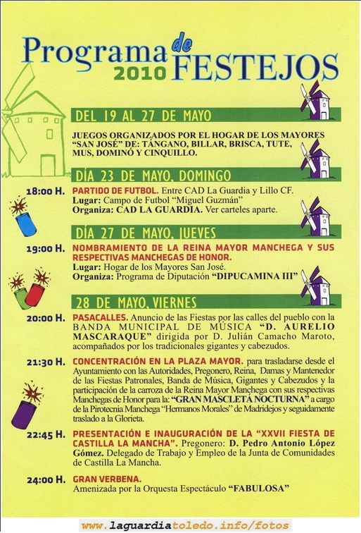 Programa de fiestas de Castilla la Mancha 2010
