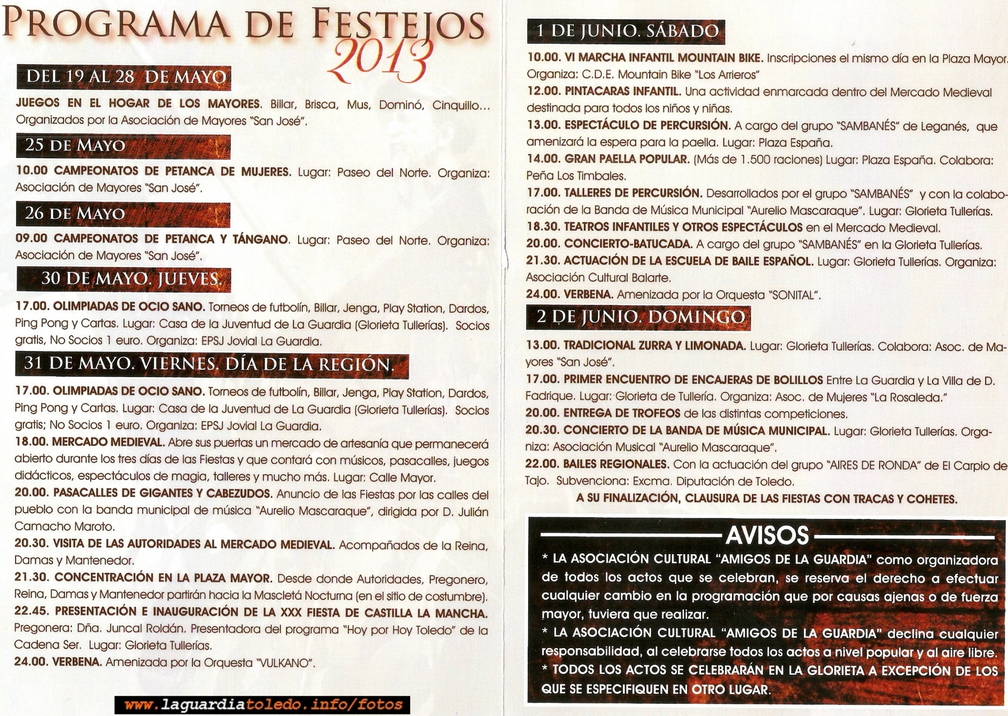 Programa de Fiestas de Castilla la Mancha 2013