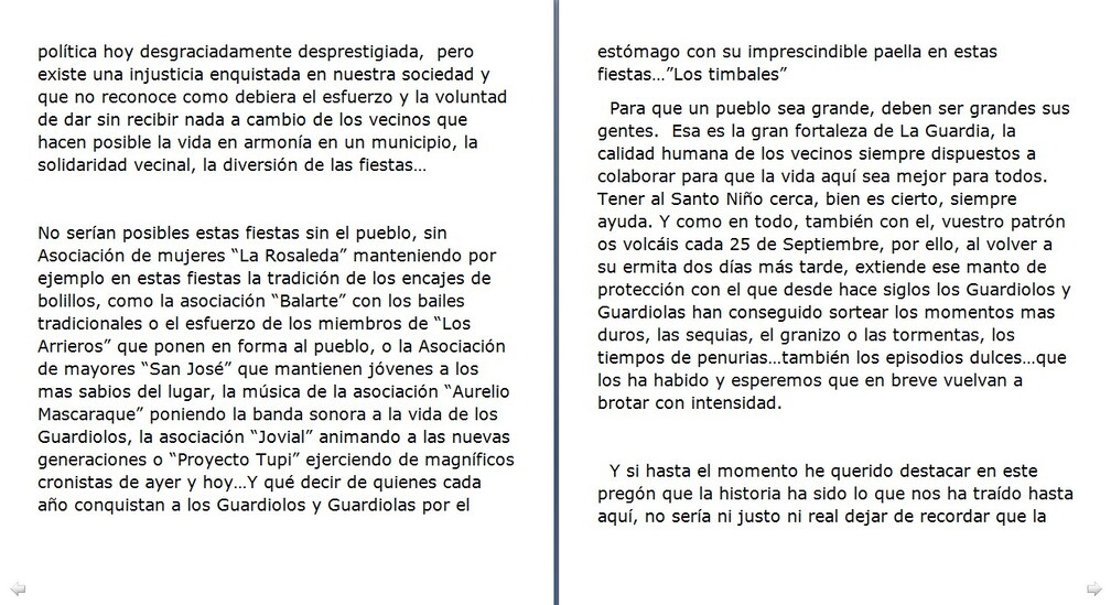 Página 3. Pregón de de Dña. Juncal Roldán Juez en las fiestas de Castilla la Mancha 2013