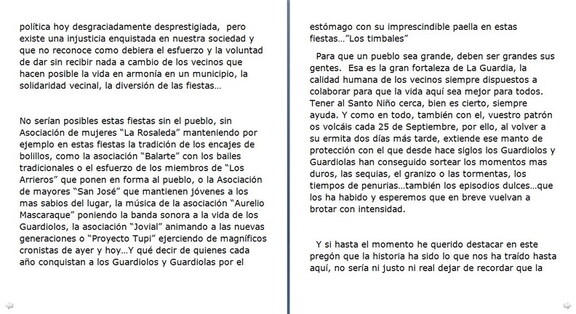 Página 3. Pregón de de Dña. Juncal Roldán Juez en las fiestas de Castilla la Mancha 2013