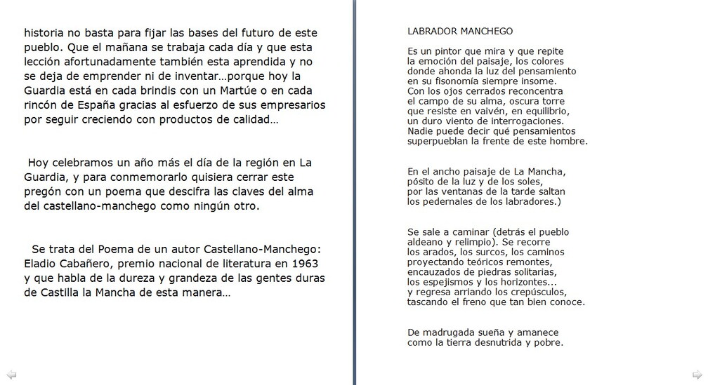 Página 4. Pregón de de Dña. Juncal Roldán Juez en las fiestas de Castilla la Mancha 2013
