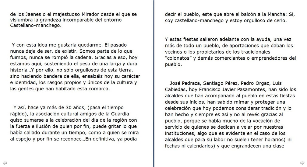 Página 2. Pregón de de Dña. Juncal Roldán Juez en las fiestas de Castilla la Mancha 2013