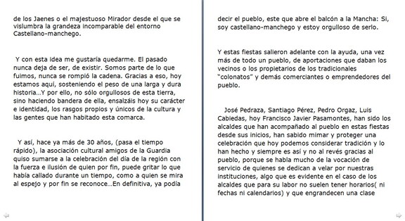 Página 2. Pregón de de Dña. Juncal Roldán Juez en las fiestas de Castilla la Mancha 2013