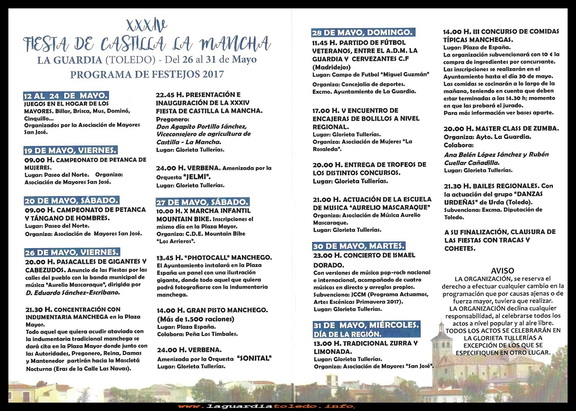 Programa de fiestas "CASTILLA LA MANCHA" 2017