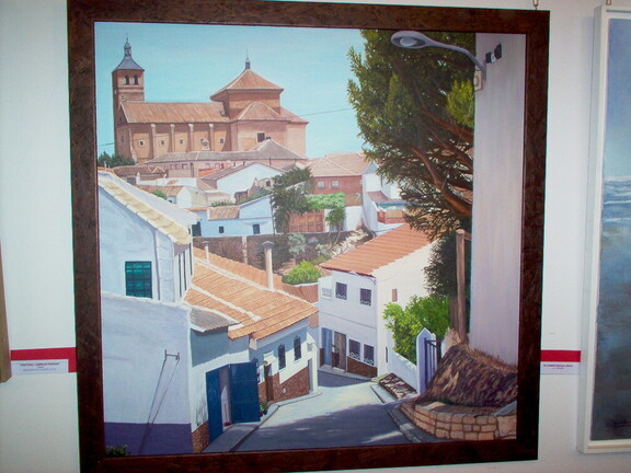 Cuadro de La Iglesia de la Guardia desde la Cañadilla, realizado por M. Carmen Pedraza Orgaz