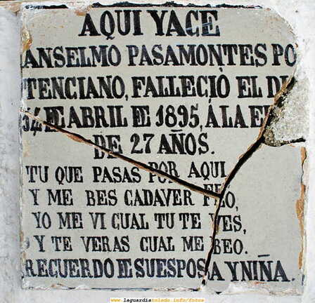 1 de Noviembre de 2006, epitafio en el cementerio guardiolo.