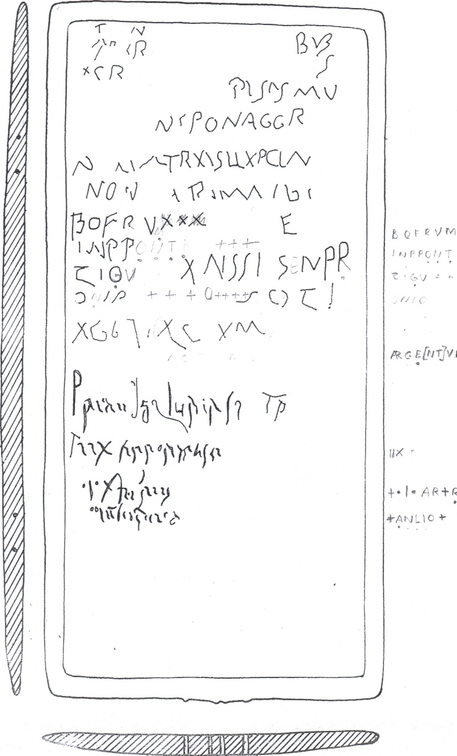 Transcripción de los caracteres de la Tábula Cerata