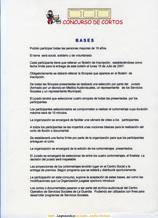 Concurso de cortos que se celebra este verano 2007 en La Guardia