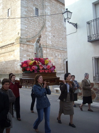 El rosario de la Aurora, en procesión con la virgen de Fátima. 13 de mayo de 2009