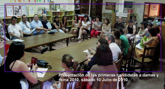 Presentación de las primaras candidatas a damas y reina 2010, sábado 10 julio 2010