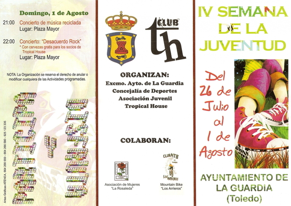 Programa de actos de IV Semana de la junventud.