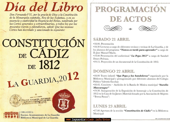 Día del  Libro 2012. Programación.