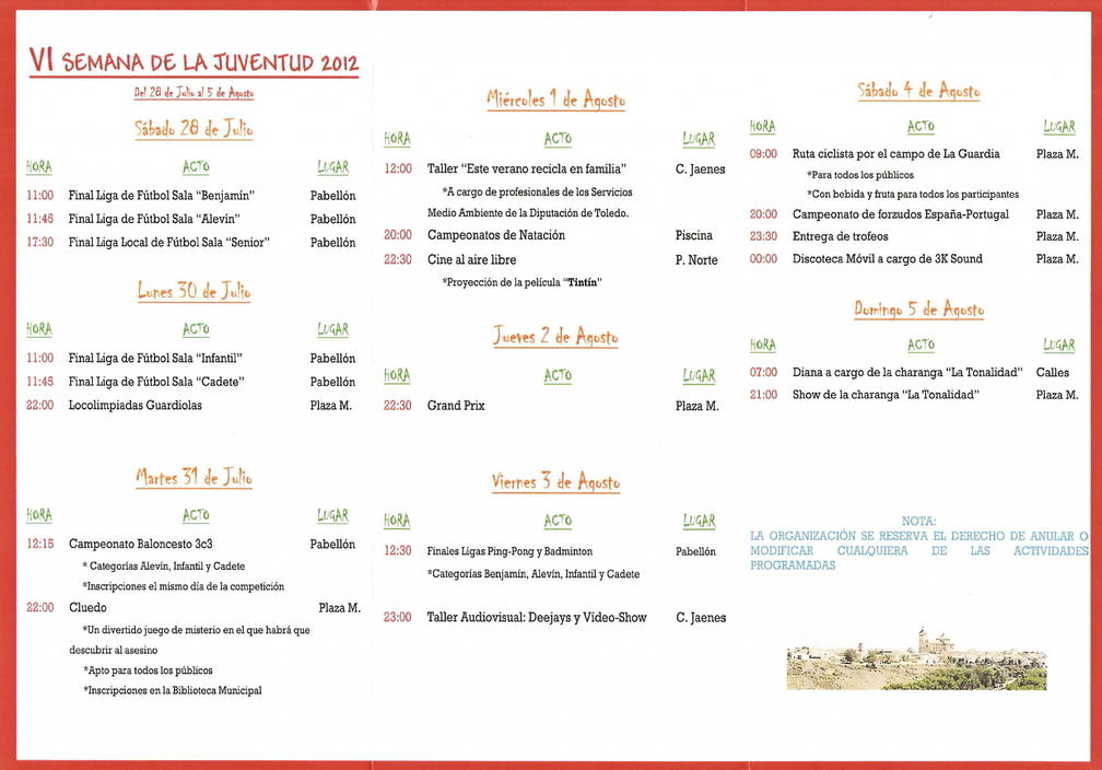 Programa de actos de la VI Semana de la Junventud.