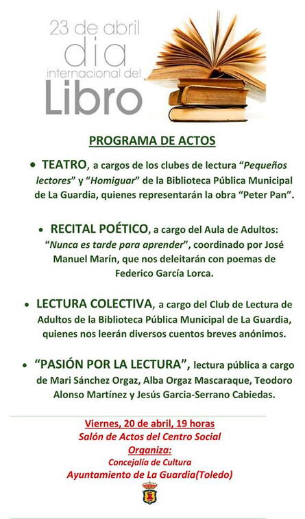 Actos del día del libro 20 de abril