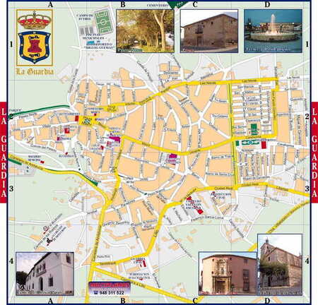 Plano de La Guardia con los nombres de las calles, extraído de la web del Ayuntamiento