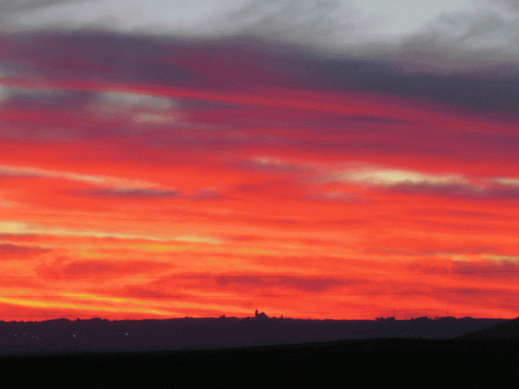 Salida del sol por La Guardia (Toledo) desde la carretera de Villanueva de Bogas