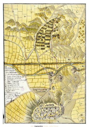 Mapa de La Guardia de siglo XVII, realizado por un cura, describía los planos de la canalización del agua desde La Fuenta larga hasta el pueblo.