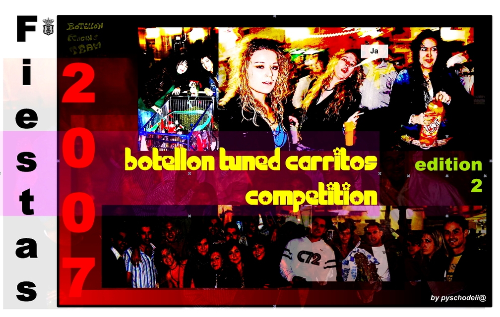 Propuesta de cartel anunciador del la competición de carritos tuneados para botellón de las próximas fiestas que organiza Club Tropical House en colaboración con el Ayuntamiento.