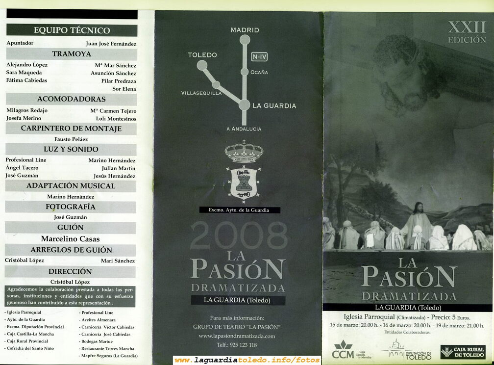 Portada del programa de mano de la representación de la Pasión 2008
